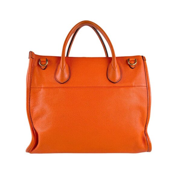 Auth GUCCI Handbag Shoulder Bag Orange Leather/Goldtone - Picture 1 of 13